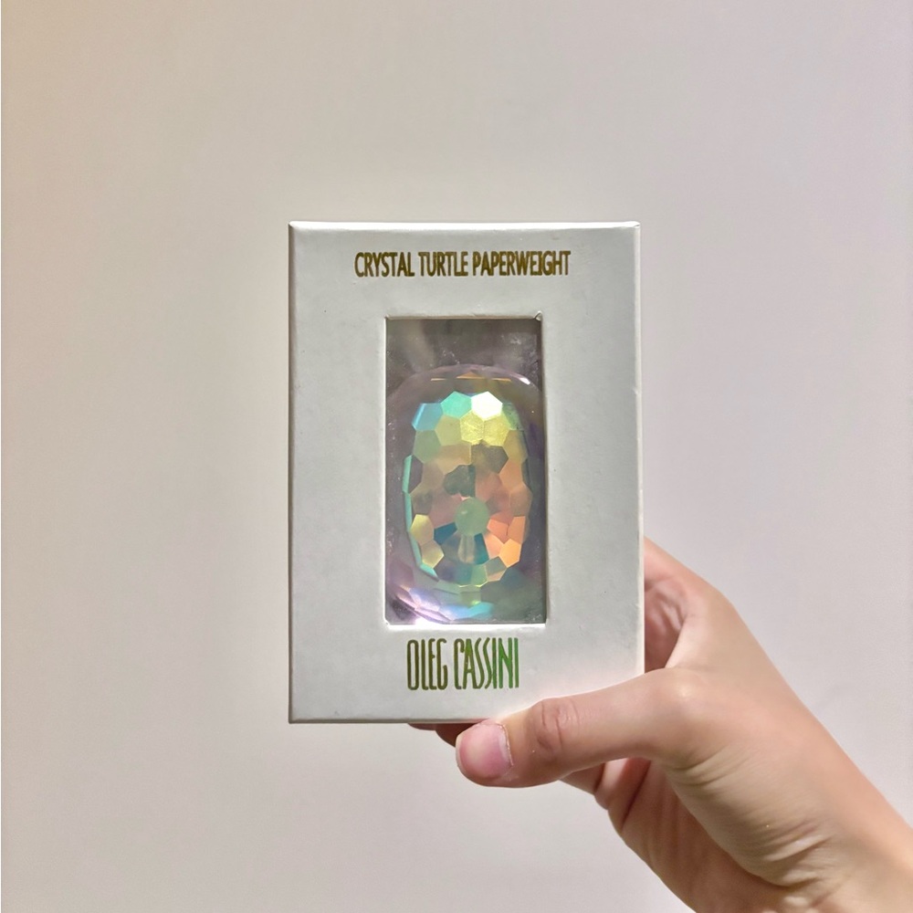 Oleg Cassini Iridescent Crystal Turtle Paperweight